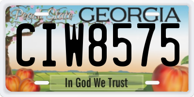 GA license plate CIW8575