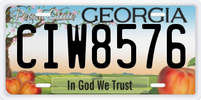 GA license plate CIW8576