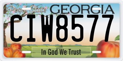 GA license plate CIW8577