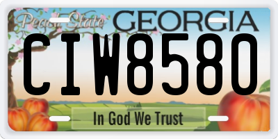 GA license plate CIW8580