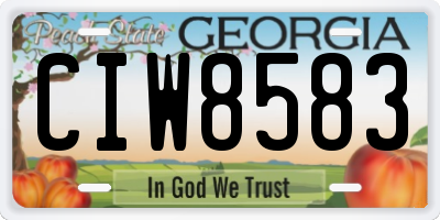 GA license plate CIW8583