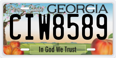 GA license plate CIW8589