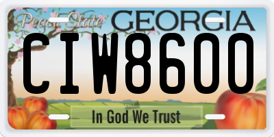 GA license plate CIW8600