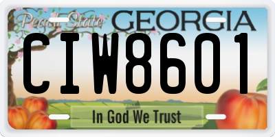 GA license plate CIW8601