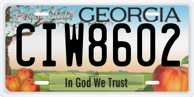 GA license plate CIW8602