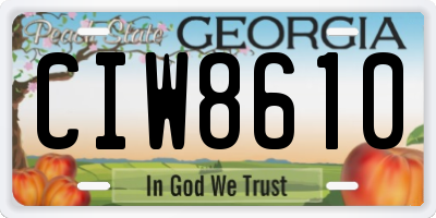 GA license plate CIW8610