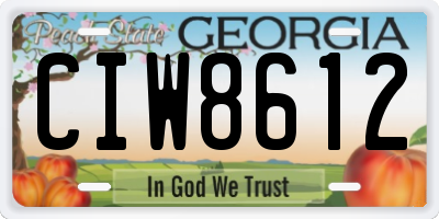 GA license plate CIW8612