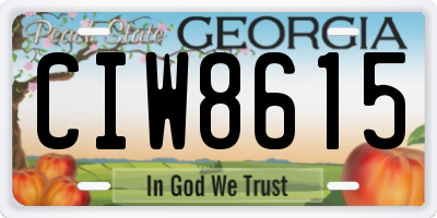 GA license plate CIW8615