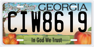 GA license plate CIW8619