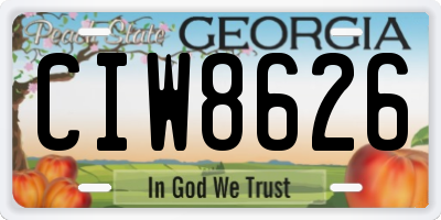 GA license plate CIW8626