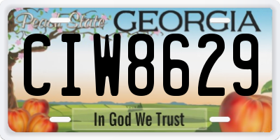 GA license plate CIW8629