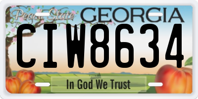 GA license plate CIW8634