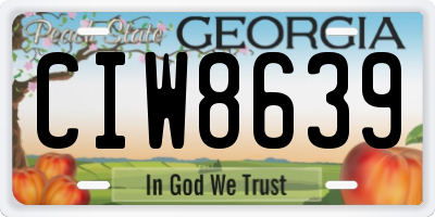 GA license plate CIW8639