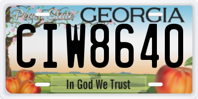 GA license plate CIW8640
