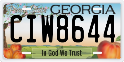GA license plate CIW8644
