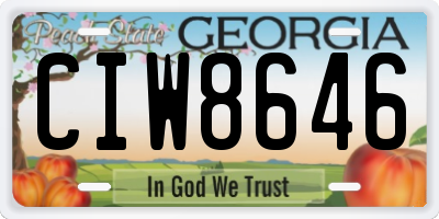 GA license plate CIW8646