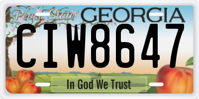 GA license plate CIW8647