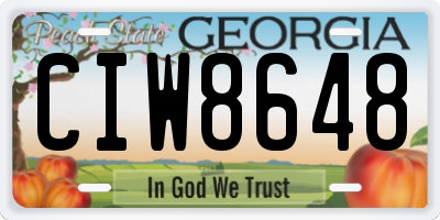 GA license plate CIW8648