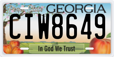 GA license plate CIW8649