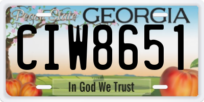 GA license plate CIW8651
