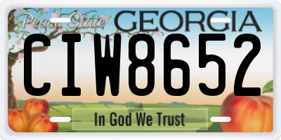 GA license plate CIW8652