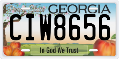 GA license plate CIW8656