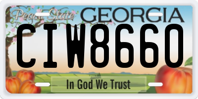 GA license plate CIW8660