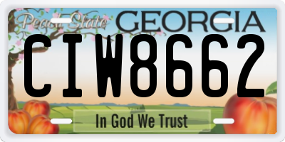 GA license plate CIW8662