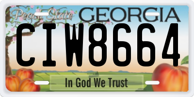 GA license plate CIW8664
