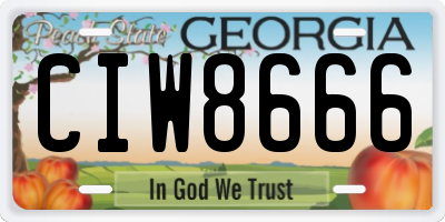 GA license plate CIW8666