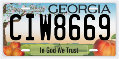 GA license plate CIW8669