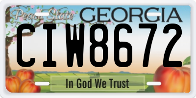 GA license plate CIW8672