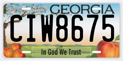 GA license plate CIW8675