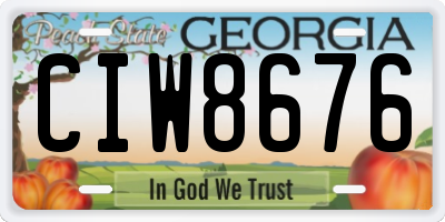 GA license plate CIW8676