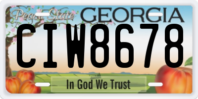 GA license plate CIW8678