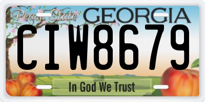 GA license plate CIW8679
