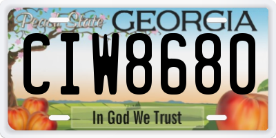 GA license plate CIW8680