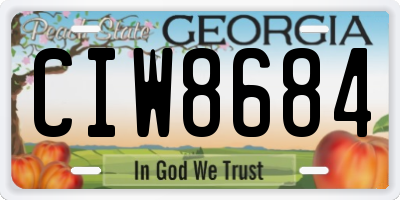 GA license plate CIW8684