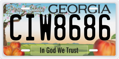 GA license plate CIW8686