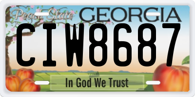 GA license plate CIW8687