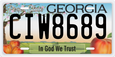 GA license plate CIW8689