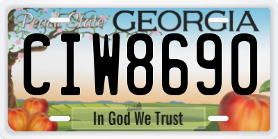 GA license plate CIW8690