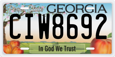 GA license plate CIW8692