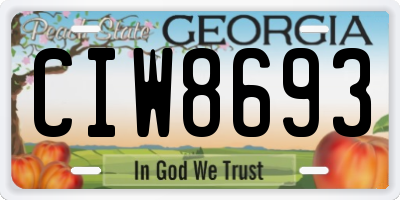 GA license plate CIW8693