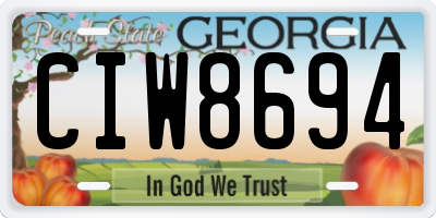 GA license plate CIW8694