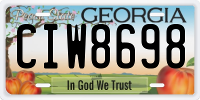 GA license plate CIW8698