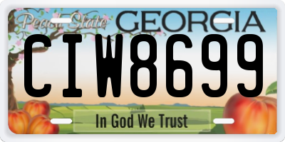 GA license plate CIW8699