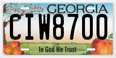GA license plate CIW8700