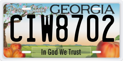 GA license plate CIW8702