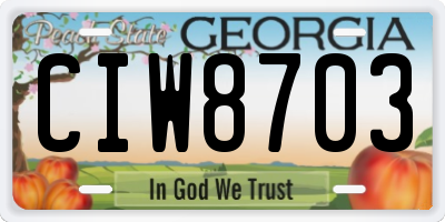 GA license plate CIW8703
